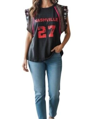 Blue Velvet Nashville Black Graphic Top - NWT